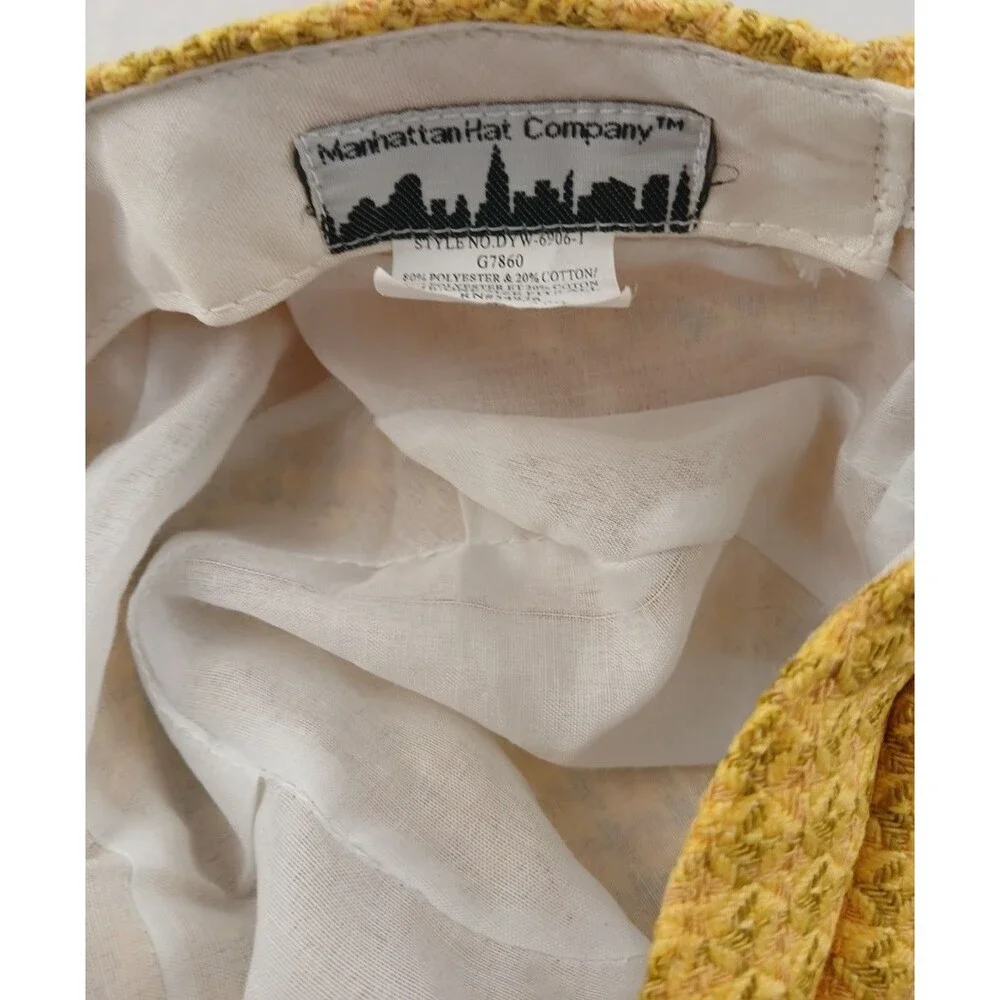 Manhattan Hat Co (David & Young) Yellow Woven Diamond Newsboy Hat/Cap-EXCELLENT!